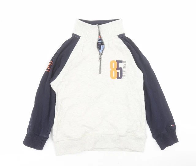Felpa pullover grigio cotone Tommy Hilfiger ragazzo taglia 4 anni cerniera