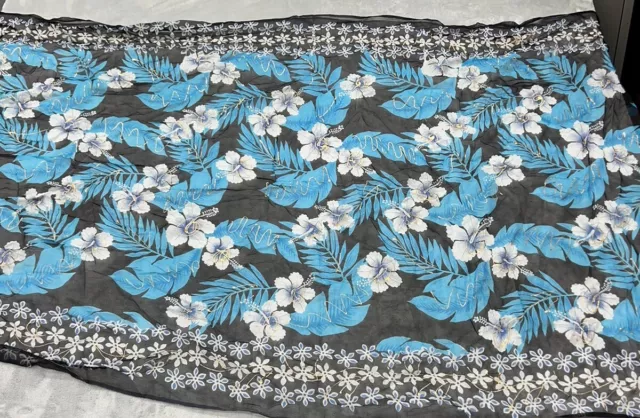 Kismet Beach Scarf Wrap Cover Up Women's Hawaiian Hibiscus  blue With flowers