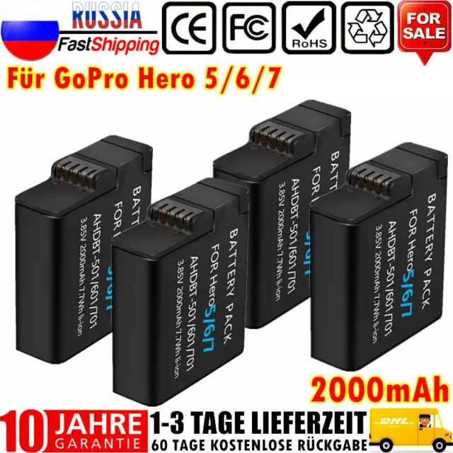 2000mAh Battery,for GoPro Hero 5, 6, 7, AHDBT 501 ,701 ,801 Camera Battery