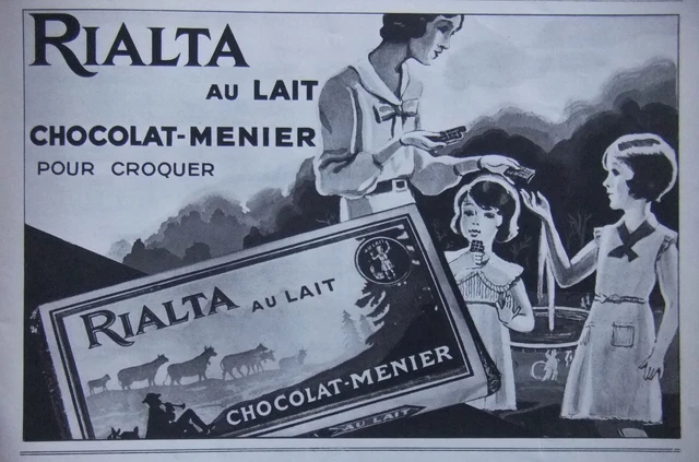 Publicité De Presse 1932 Chocolat Menier Au Lait Rialta A Croquer - Advertising
