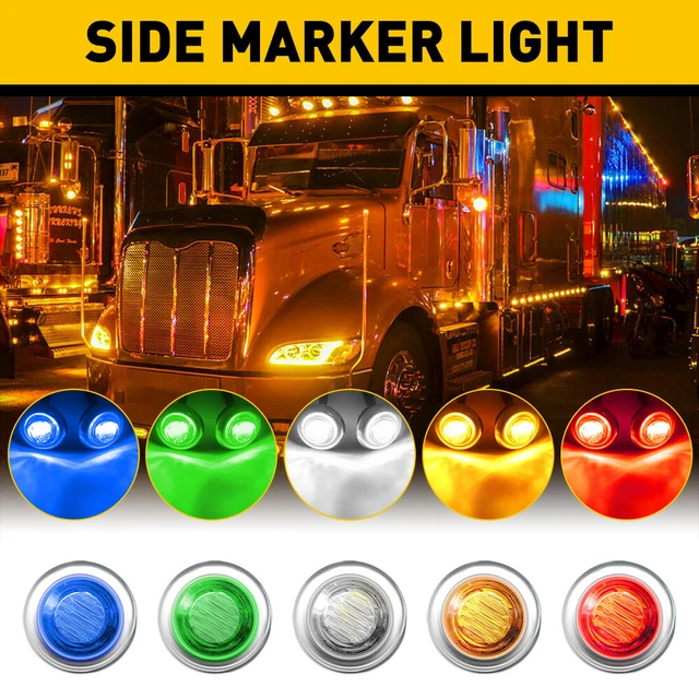 20/40/100X 3/4" Round LED Side Clearance Marker Lights For RV Truck Trailer