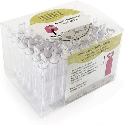 Compleanno Bianco Fidanzamento per un Matrimonio Battesimo WeddingTree Bolle di Sapone 96 pezzi con Manico a Cuore come Regalo per Gli Ospiti o per una Festa 