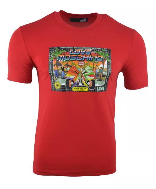 Bnwt Love Moschino Computer Game Motorbike Racing T-Shirt Red Vintage Retro
