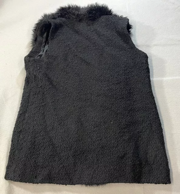 JOHNSTON & MURPHY Women's Vest XL Black Wool Blend Open Front Faux Fur ...