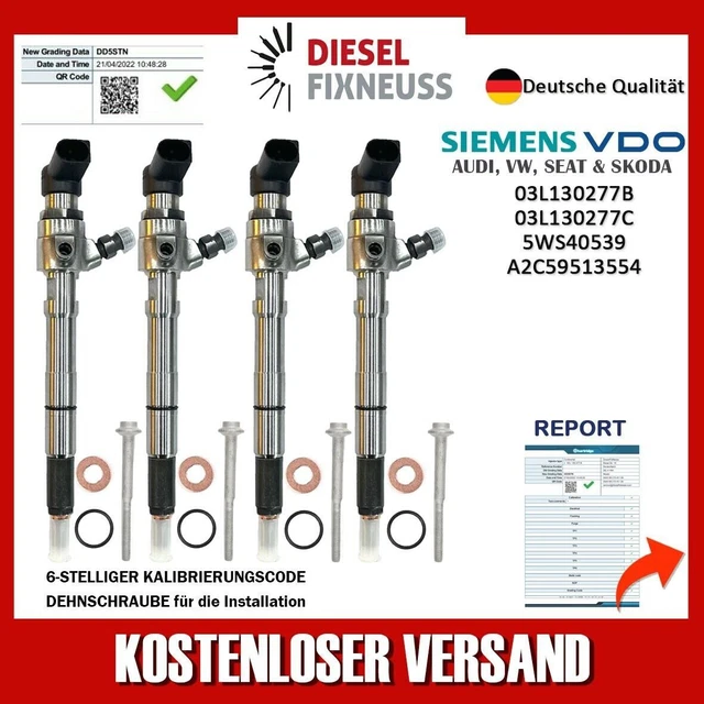 4X INJECTOR 03L130277B Siemens VW Caddy CAYA 1 6 TDI Continental