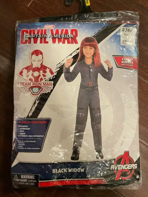 Marvel Civil War Captain America Black Widow Costume Child SMALL 4-6 HALLOWEEN