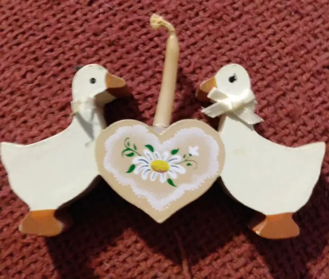 Wang's International Wooden 2 Ducks Heart Shape Candle Holder!!!