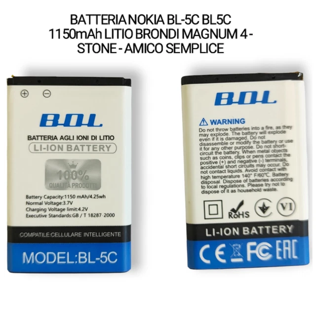 BATTERIA PILA PER BRONDI MAGNUM 4 BL-5C QUALITA ORIGINALE 1100MAH LUNGA DURATA - Foto 4