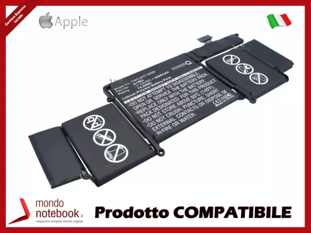Batterie PowerQ pour Apple A1502 6500 MAH 11.43V P/N 020-00009 Noir