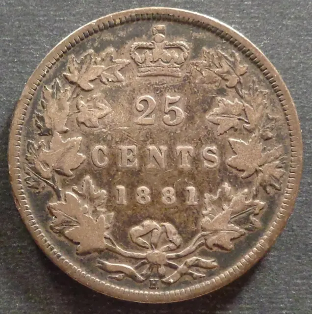 Canada - Victoria, Silver 25 Cents, 1881, dark toned
