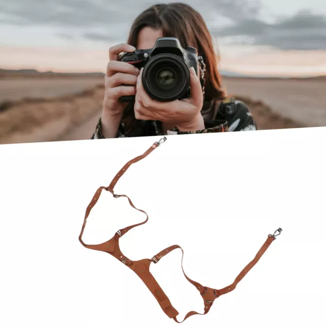 Youkk Caméra réglable Harnais double épaule en cuir Bandoulière  Photographie Accessoires 