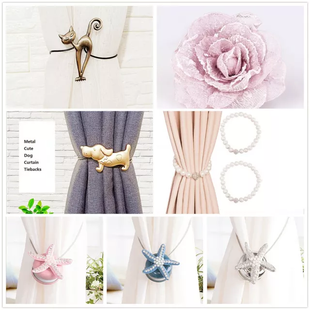 2PCS Strong Magnetic Curtain Tiebacks Tie Backs Clips Holdbacks Pearl Metal