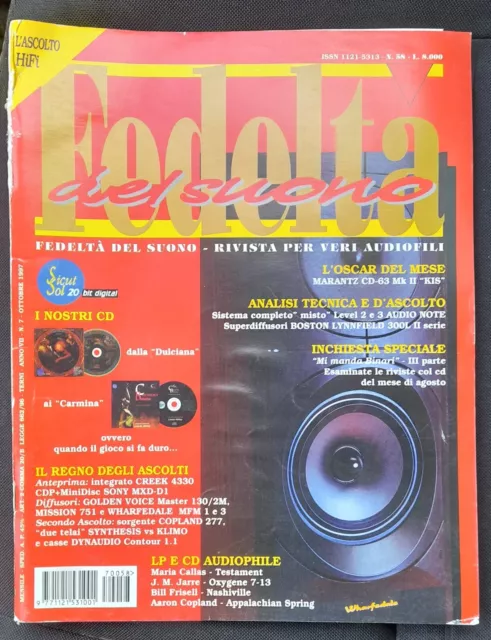 FEDELTA' DEL SUONO rivista nr. 58   ottobre 1997