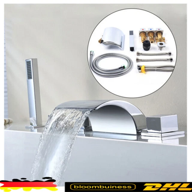 5 Loch Bad Wasserfall Armatur Wannenarmatur Badewannenarmatur Sink Faucets LED