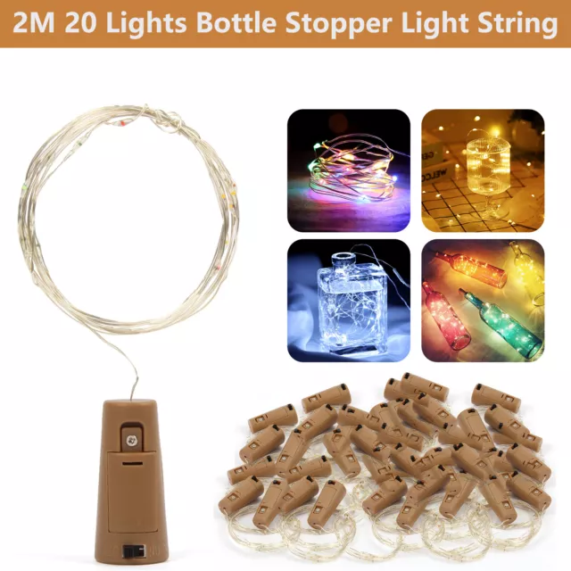 Wine Bottle Cork Fairy String Lights 20 LED Battery For Wedding Valentine Lot