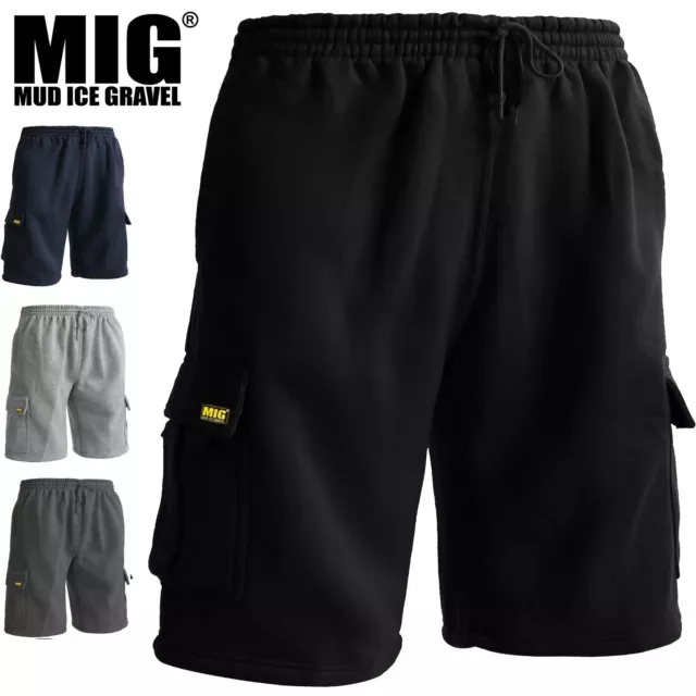 Mens Fleece Cargo Shorts Jogger Size 30-60 - WORK MIG SHORT JOGGING BOTTOMS