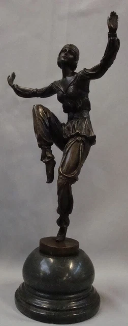 Estatua Art Deco Estilo Art Nouveau Estilo Bronce sólido Firmado 2