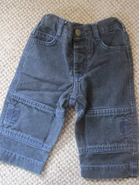 Next Blue Boys Trousers 3-6 Months Cotton Button At Waist & Elastic