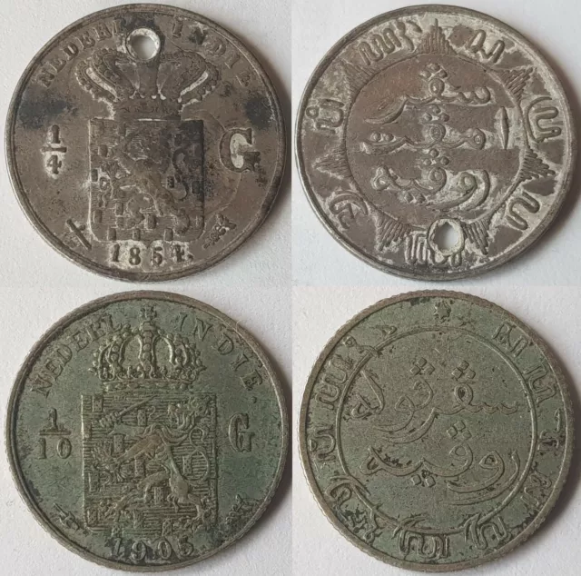 Pièces d'argent Indes orientales néerlandaises 1/4-1/10 florin 1854-1942