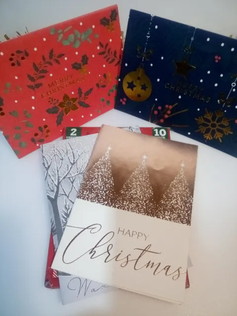 Two box's of 10 Christmas Cards 2 Designs Glitter And Foiled Christmas Card
