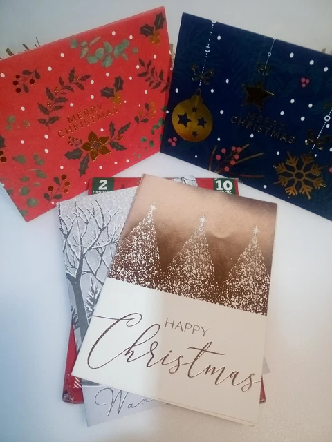 Two box's of 10 Christmas Cards 2 Designs Glitter And Foiled Christmas Card