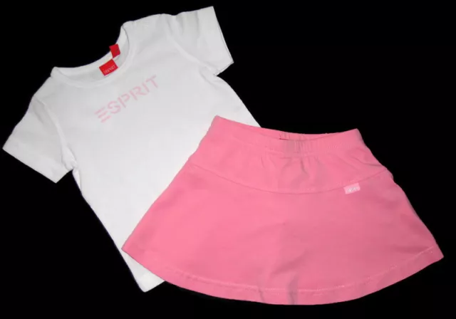 BNWT Esprit Girls Pink & White Top & Skirt Set Size 6 Months