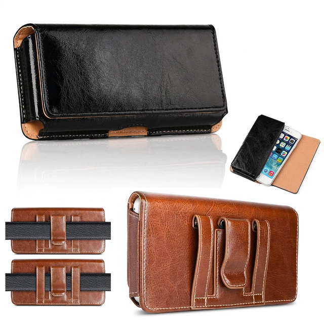 Genuine Leather Cell Phone Horizontal Carrying Pouch Case Belt Clip Holster