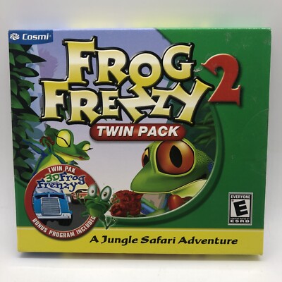 Video Game PC Frog Frenzy 2 Twin Pack with 3D Frog Frenzy, Slipcover. New