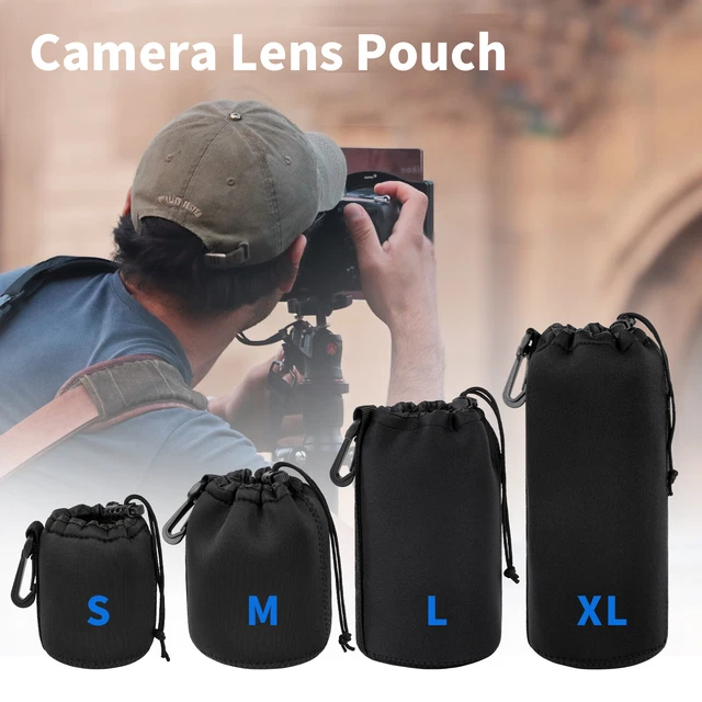 Waterproof Soft Neoprene Camera Lens Pouch Bag Drawstring Protector Case S M XL
