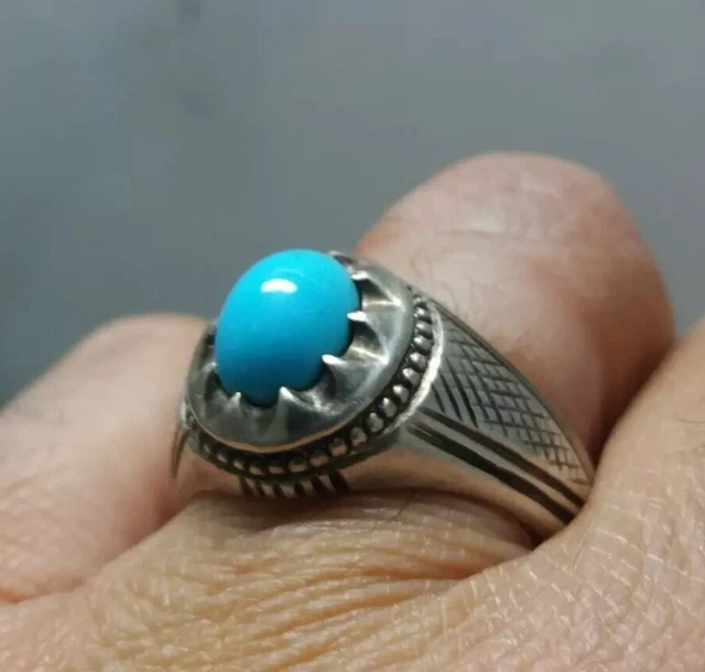 NISHAPURI FEROZA NATURAL Turequoise Stone Ring Sterling Silver 925