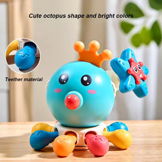 Octopus Baby Sound Toy Educational Toy for 0 1 2 3 Year Old Kids (Blue)