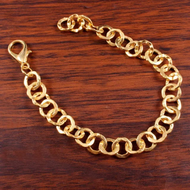 Bracelet en argent sterling plaqué or fait à la main avec chaîne de 7 pouces