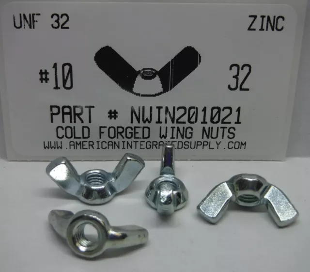 #10-32 Wing Nuts Cold Forged Steel Zinc Plated (30)
