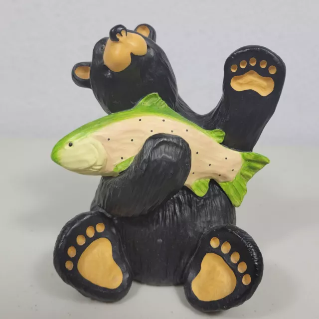 Jeff Fleming Bearfoots Bears "Chuckie" Figurine Big Sky Carvers Bear Trout Decor