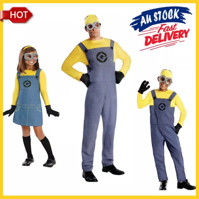 Fancy Dress Mens Despicable Me Boys Adult Men Kids Minion Costume Girls Cosplay