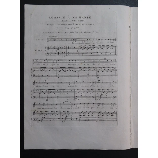DEMAR Sébastien Romance à ma Harpe Chant Harpe ca1800 2