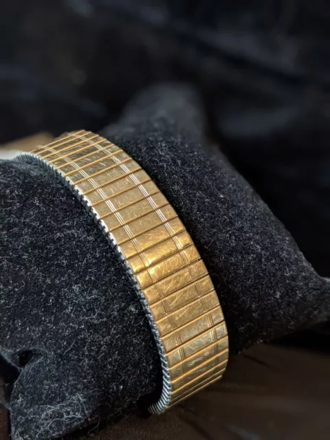 VINTAGE EXCALIBUR 12CT Rolled Gold Dress Flexible Bracelet Watch Strap 18mm 71.96 PicClick UK