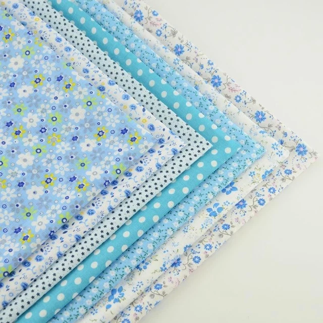 7pcs Mix Hellblau Aufdruck Schön Blumen Punkte Eckig Set für Tischdecke Puppe