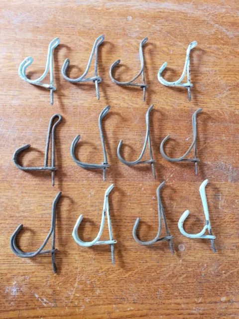 12 Vintage Metal Threaded Wire Hooks Coat hooks Farmhouse antique wire 4" Hooks