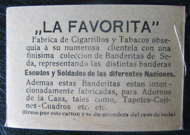 Cigarette Silks Card Portugal military La Favorita Soldiers Flag ORIGINAL BACK 2