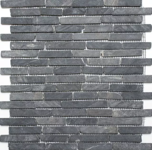 Marmor Mosaike Naturstein grau anthrazit schwarz Stäbchen 40-0125_b | 1 Matte