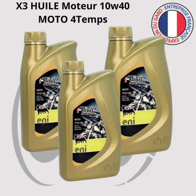 3 Litre Huile 10w40 4 Temps MOTO ENI i-Ride 4T x3 bidon 1 L