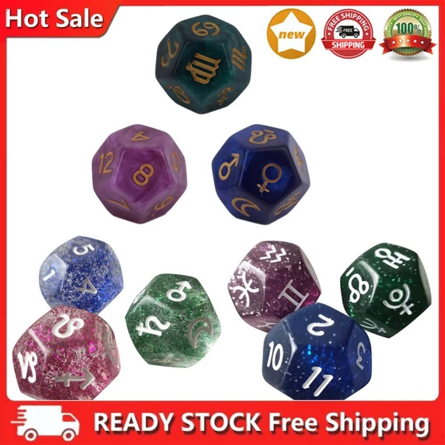 3pcs 12-Sided Astrology Zodiac Signs Dice for Constellation Divination Tarot