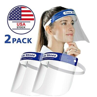 2 Safety Full Face Shield Reusable Protection Cover Mask Face Eye Medical Helmet
