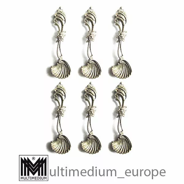 6 Salz Löffel Silber Muschel silver spoons salt shell für Gewürz schälchen rar