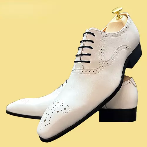 Men's Oxford Shoes White Black Brock Luxury Dress Office Business Wedding Shoes