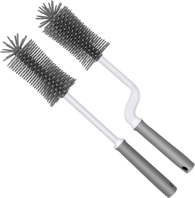 Silicone Bottle Cleaning Brush Set of 2 Long Handle 12.6" Cup Cleaner Brusher fo