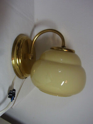 German Art deco Bauhaus Glass and Brass Wall Lamp Sconce #<