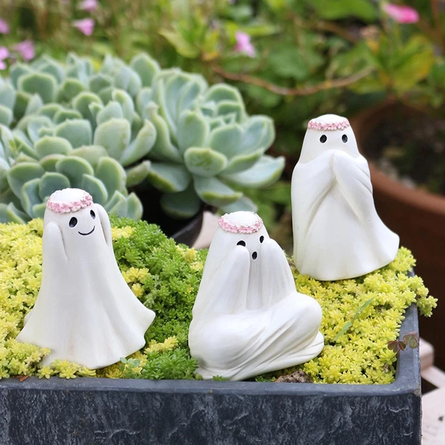 Lot De 6 Figurines Miniatures Lumineuses Fantômes En Résine - Décoration Jardin Et Intérieur