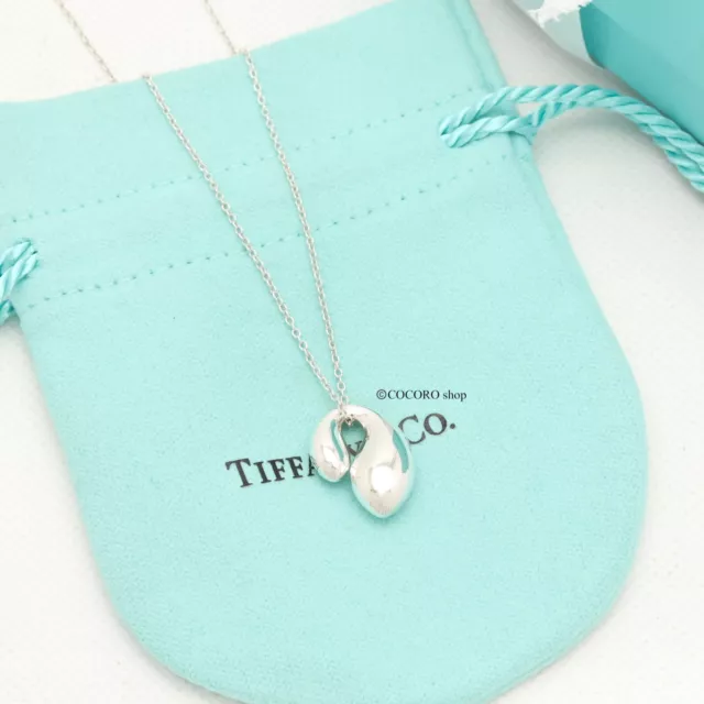 Tiffany & Co. Peretti Double Teardrop Necklace Pendant 17.4" Silver 925 w/Pouch 2